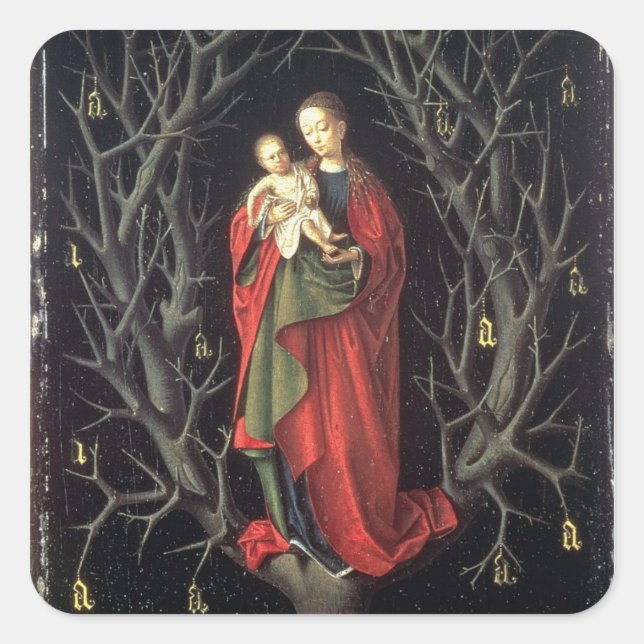 Our Lady of the Dry Tree c.1450 Quadratischer Aufkleber (Vorderseite)