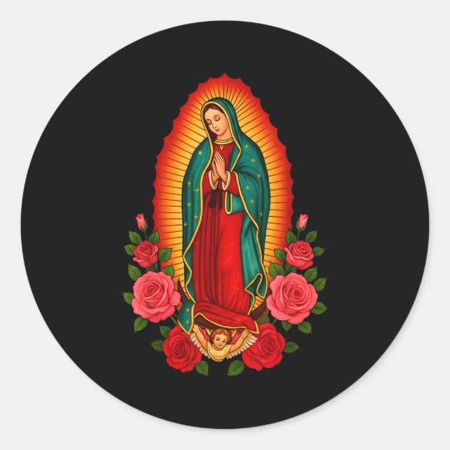Our Lady Virgen De Guadalupe Saint Virgin Mary - C Runder Aufkleber (Vorderseite)