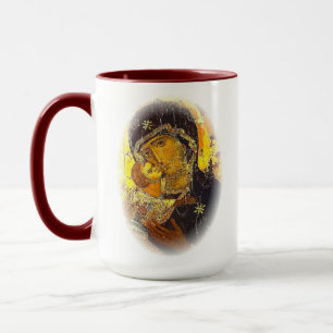 Our Lady Virgin Hail Mary Vladimir icon Prayer Tasse