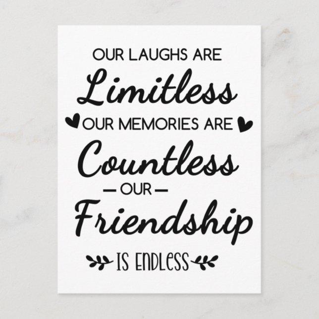 Our Laughs Are Limitless Friendship Quote Postkarte (Vorderseite)