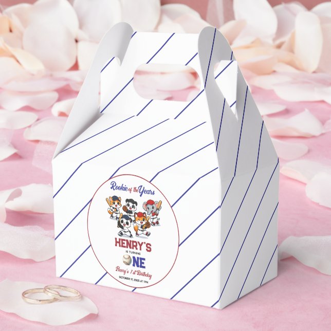 Our Little Animals Baseball 1st Birthday Party Geschenkschachtel (Hochzeit)