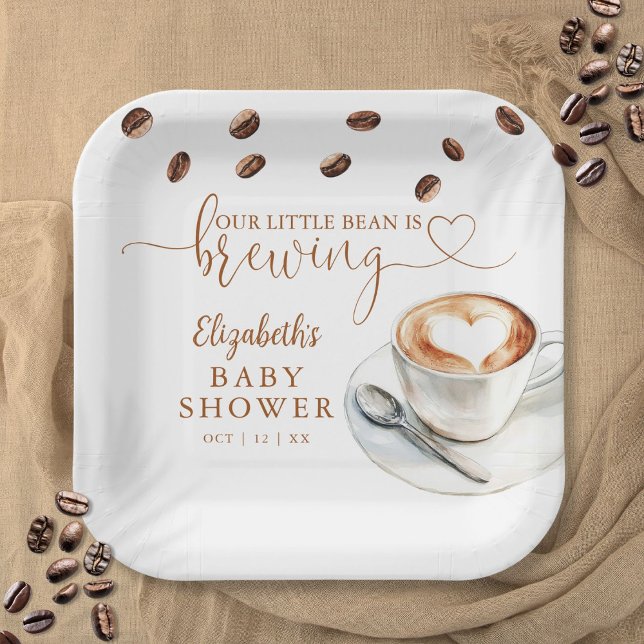 Our Little Bean Is Brewing Coffee Baby Shower Pappteller (Our Little Bean Is Brewing Coffee Baby Shower Paper Plates)