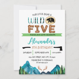 Our Little Bear is Wild & Five Geburtstag Einladung