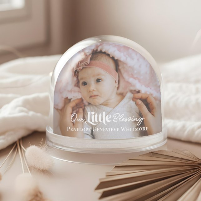 Our Little Blessing Baby Birth Stat Photo Keepsake Schneekugeln (Our Little Blessing Baby Birth Stat Photo Keepsake Snow Globe (Front))