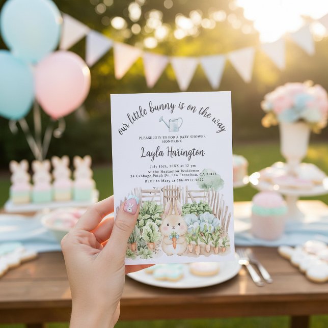 Our Little Bunny Is On The Way Garden Baby Shower Einladung (Von Creator hochgeladen)