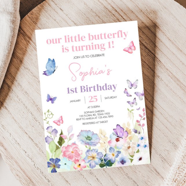 Our Little Butterfly Birthday Party Einladung (Whimsical Our Little Butterfly Birthday Party Invitation)