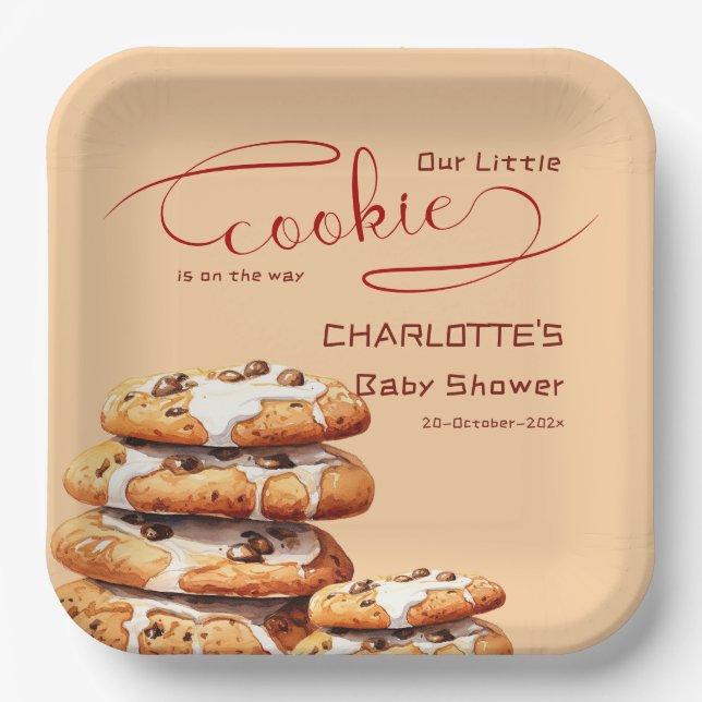 Our Little Cookie Is On The Way Cute Baby Shower Pappteller (Vorderseite)