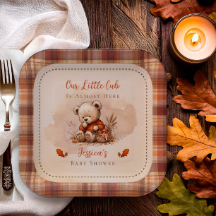 Our Little Cub Fall Teddy Bear Baby Shower auf Deu Pappteller