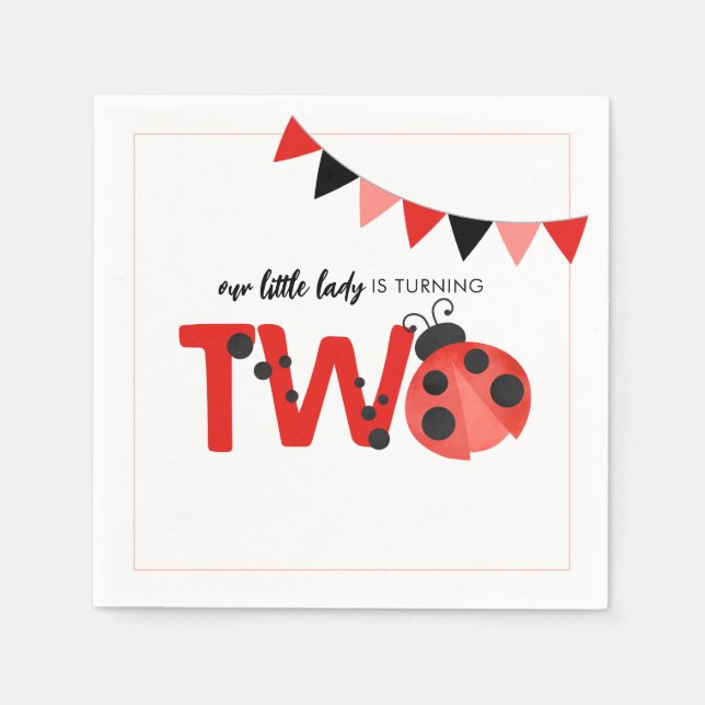 Our Little Lady is Turning Two Ladybug Serviette (Vorderseite)