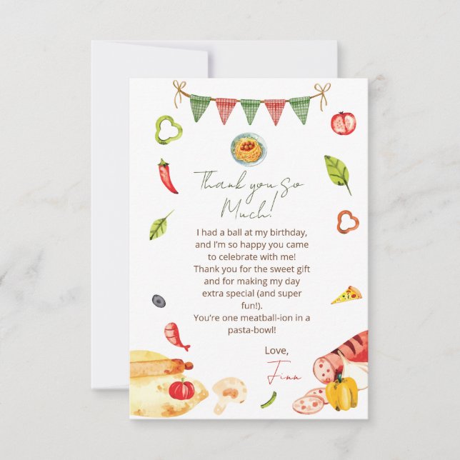 Our Little Meatball Birthday Dankeskarte (Vorderseite)