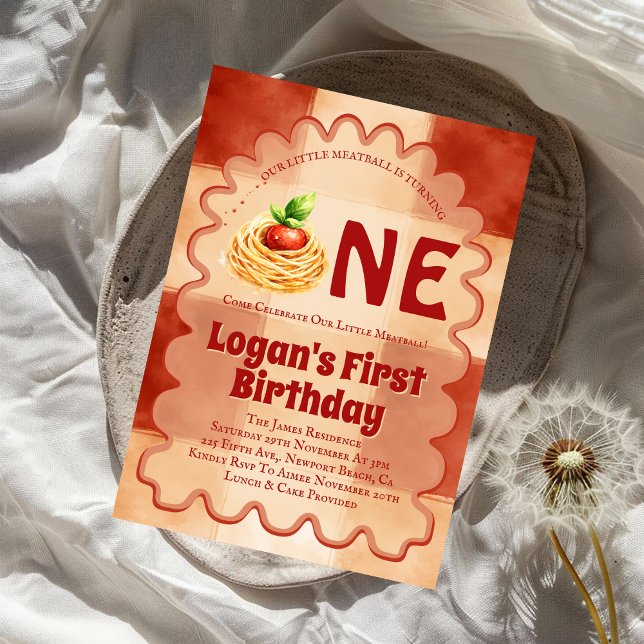 Our Little Meatball Is Turning One 1st Birthday  Einladung (Von Creator hochgeladen)