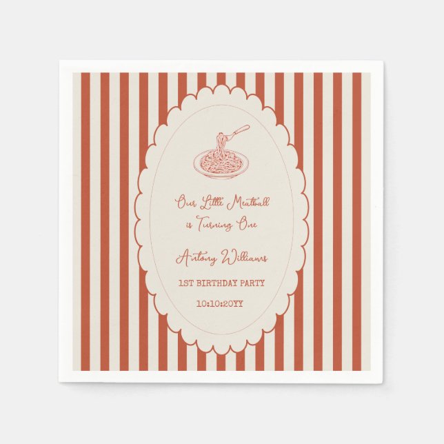 Our little meatball is turning one 1st Birthday  Serviette (Vorderseite)