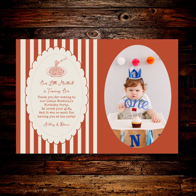 Our little meatball is turning one Birthday Photo  Dankeskarte (Von Creator hochgeladen)