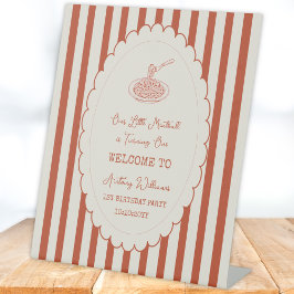 Our little meatball is turning one Welcome Sockelschild