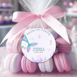 Our Little Mermaid  Funny Birthday Party  Runder Aufkleber