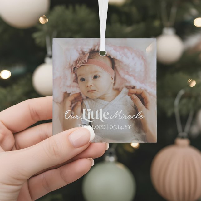 Our Little Miracle Newborn Baby Photo Keepsake Ornament Aus Glas (Our Little Miracle Newborn Baby Photo Keepsake Glass Ornament)