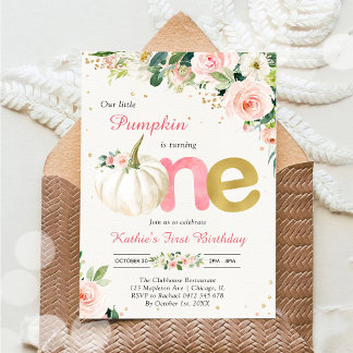 Our Little Pumpkin 1st Birthday Invitation Einladung