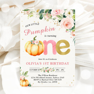 Our Little Pumpkin 1st Birthday Invitation Einladung
