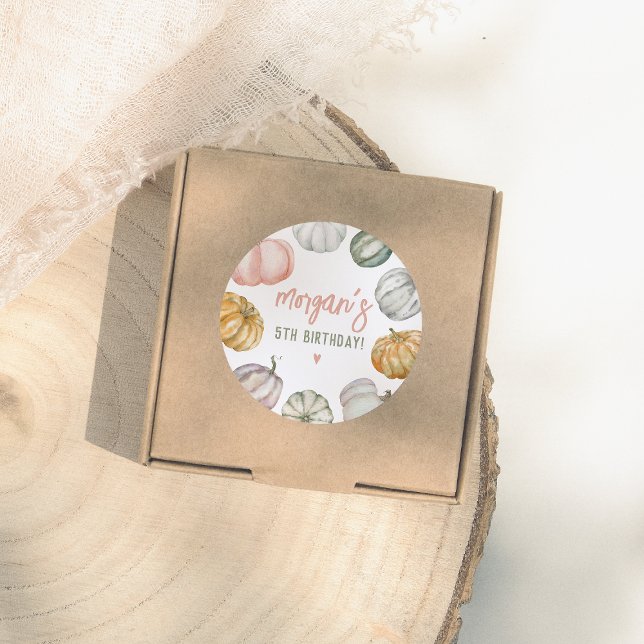 Our Little Pumpkin Birthday Party Runder Aufkleber (Von Creator hochgeladen)