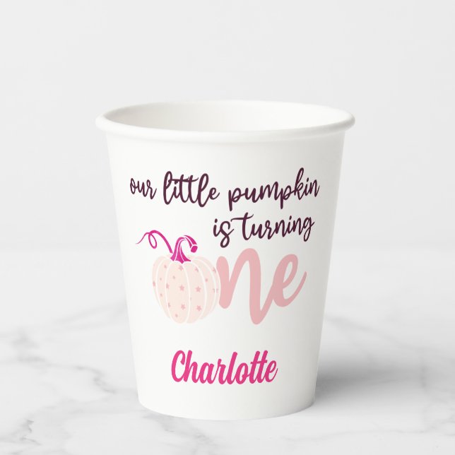 our little pumpkin is turning one 1St Birthday Pappbecher (Vorderseite)