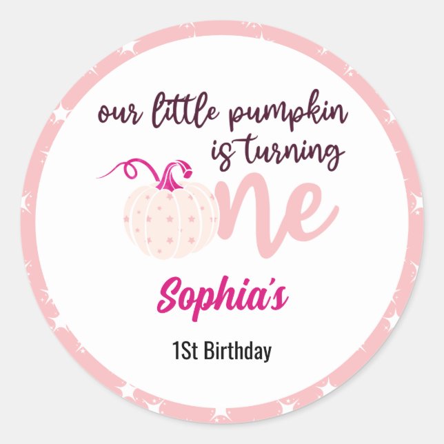 our little pumpkin is turning one 1St Birthday Runder Aufkleber (Vorderseite)