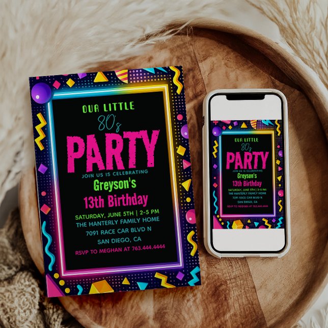 our little Retro Neon 80's Birthday Party Einladung (our little Retro Neon 80's Birthday Party Invitation
#RetroBirthday #80sBirthdayParty #NeonParty )