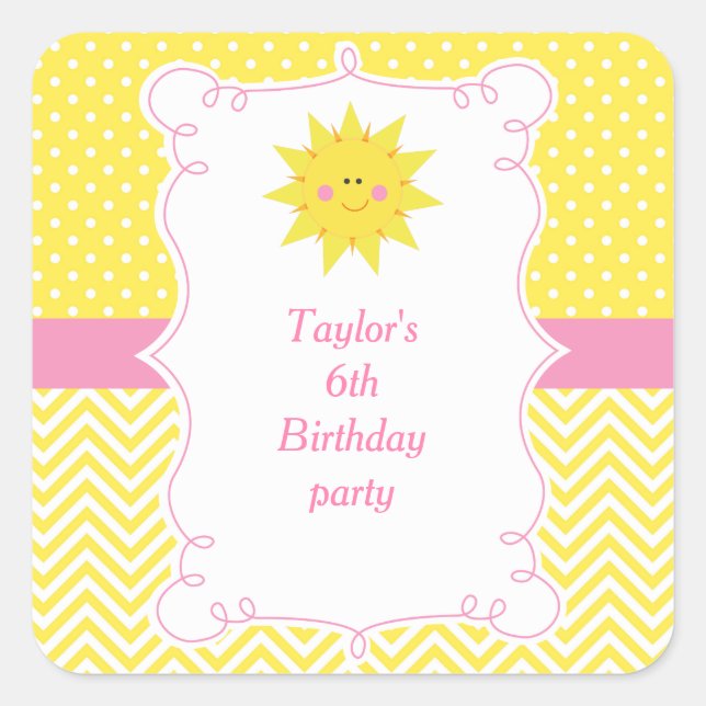 Our little Sunshine Birthday Thank You Quadratischer Aufkleber (Vorderseite)