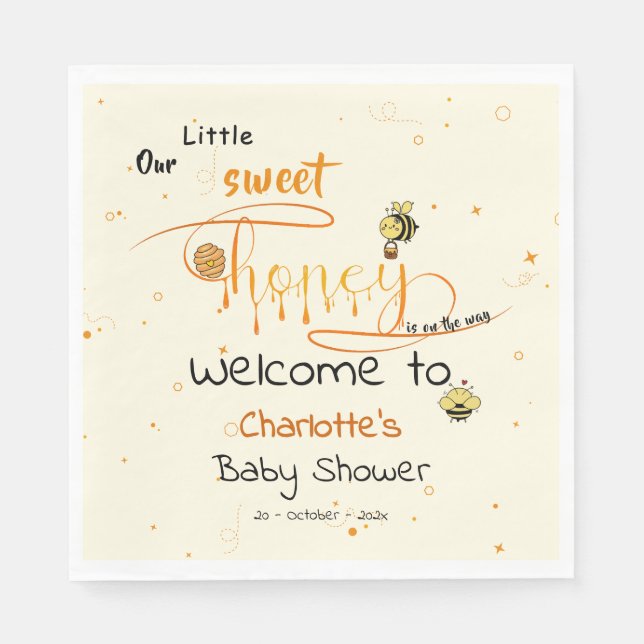 Our Little Sweet Honey Is On The Way Baby Shower Serviette (Vorderseite)