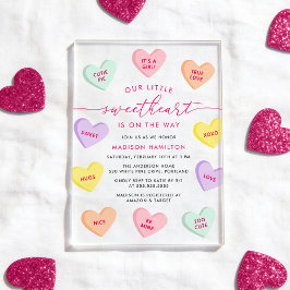Our Little Sweetheart Candy Hearts Baby Shower Acryleinladungen