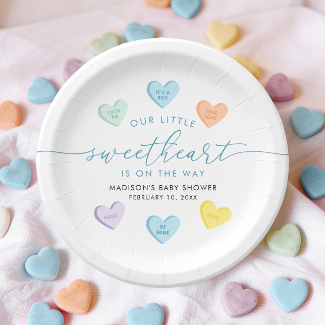 Our Little Sweetheart Candy Hearts Baby Shower Pappteller (Von Creator hochgeladen)