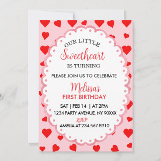 Our Little Sweetheart First Birthday Invitation. Einladung