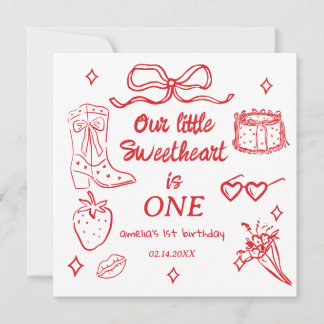 Our little Sweetheart is One Birthday Einladung