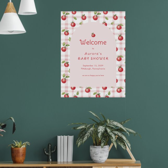 Our Little Tomato Baby Shower Welcome Poster  (Wohnzimmer 1)