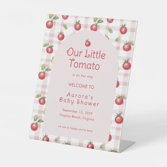 Our Little Tomato Baby Shower Welcome  Sockelschild (Vorderseite)