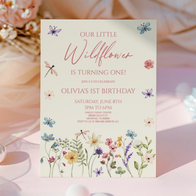 Our Little Wildflower Wild Flower Birthday Party Einladung (Von Creator hochgeladen)