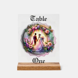 Our Love Reaches The Moon Wedding Table Number Acrylschild