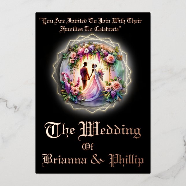 Our Love Shines Brighter Than The Moon Wedding Folieneinladung (Vorderseite)