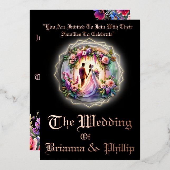 Our Love Shines Brighter Than The Moon Wedding Folieneinladung (Vorderseite/Rückseite)