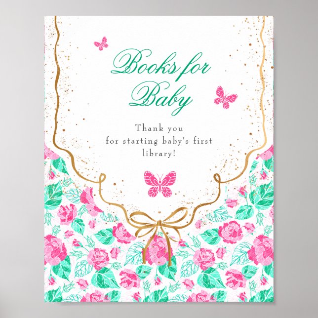 Our Lovely One Baby Shower Books for Baby Sign Poster (Vorne)