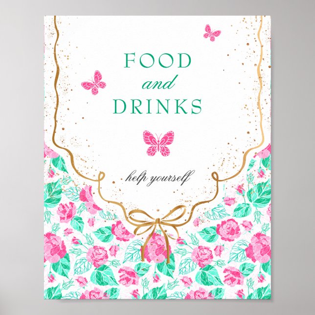 Our Lovely One Baby Shower Food & Drinks Sign Poster (Vorne)
