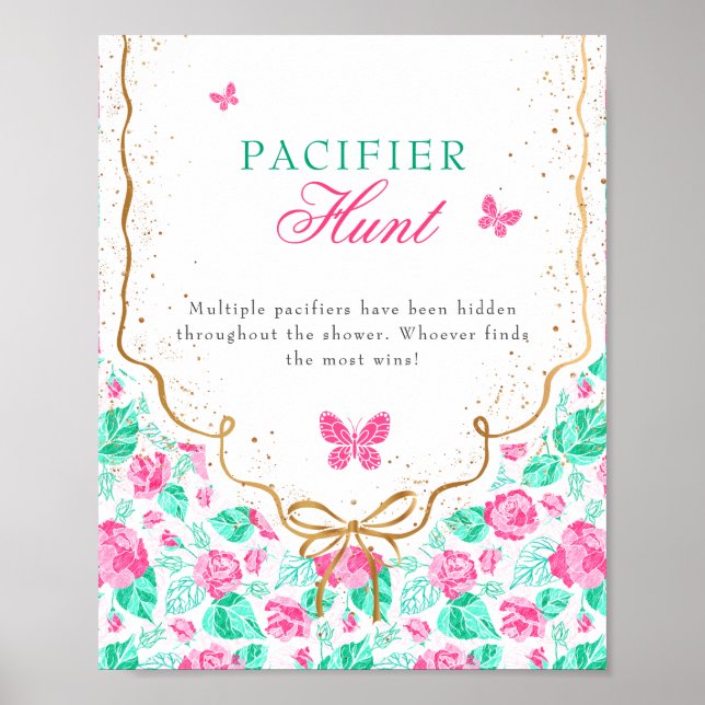 Our Lovely One Baby Shower Pacifier Hunt Game Sign Poster (Vorne)