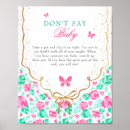 Our Lovely One Don't Say Baby Shower Game Sign Poster