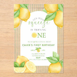  Our Main Squeeze Lemon 1st Birthday Invitation Acryleinladungen