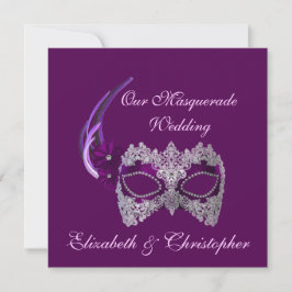 "Our Masquerade Wedding" - Royal Lila Mask [b] Einladung
