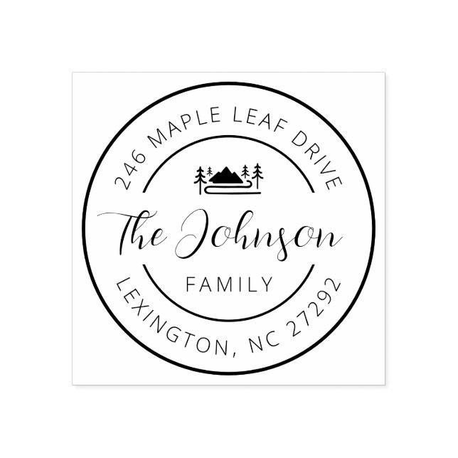 Our New House Address Announcement Round  Gummistempel (Prägung)