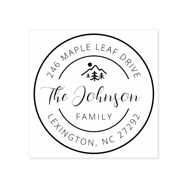 Our New House Address Announcement Round  Gummistempel (Prägung)