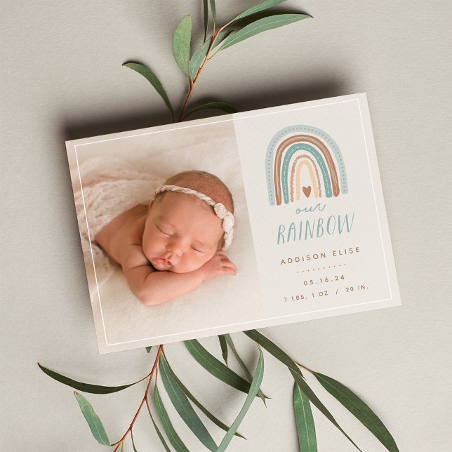 Our Rainbow | Photo Birth Announcement Ankündigung (Von Creator hochgeladen)