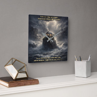 Our refuge & strength quadratische wanduhr