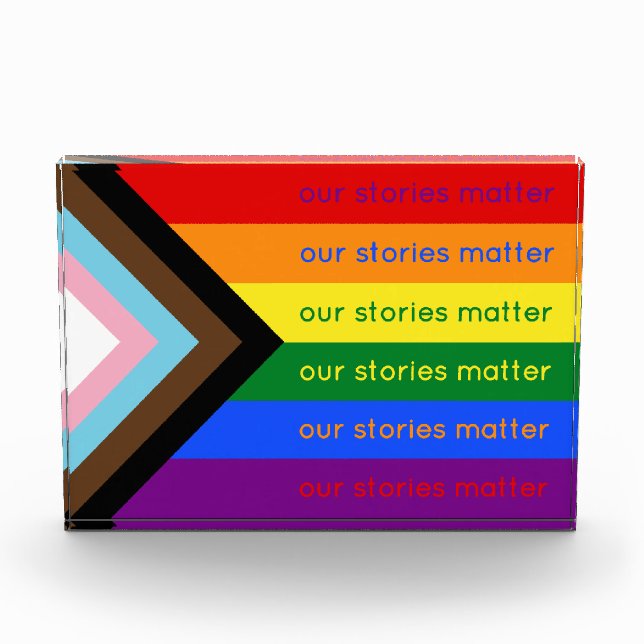 Our Stories Matter Gay Pride Intersection Rainbow Fotoblock (Vorderseite)