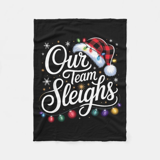 Our Team Sleighs Christmas Lights Red Santa Hat Xm Fleecedecke (Vorderseite)